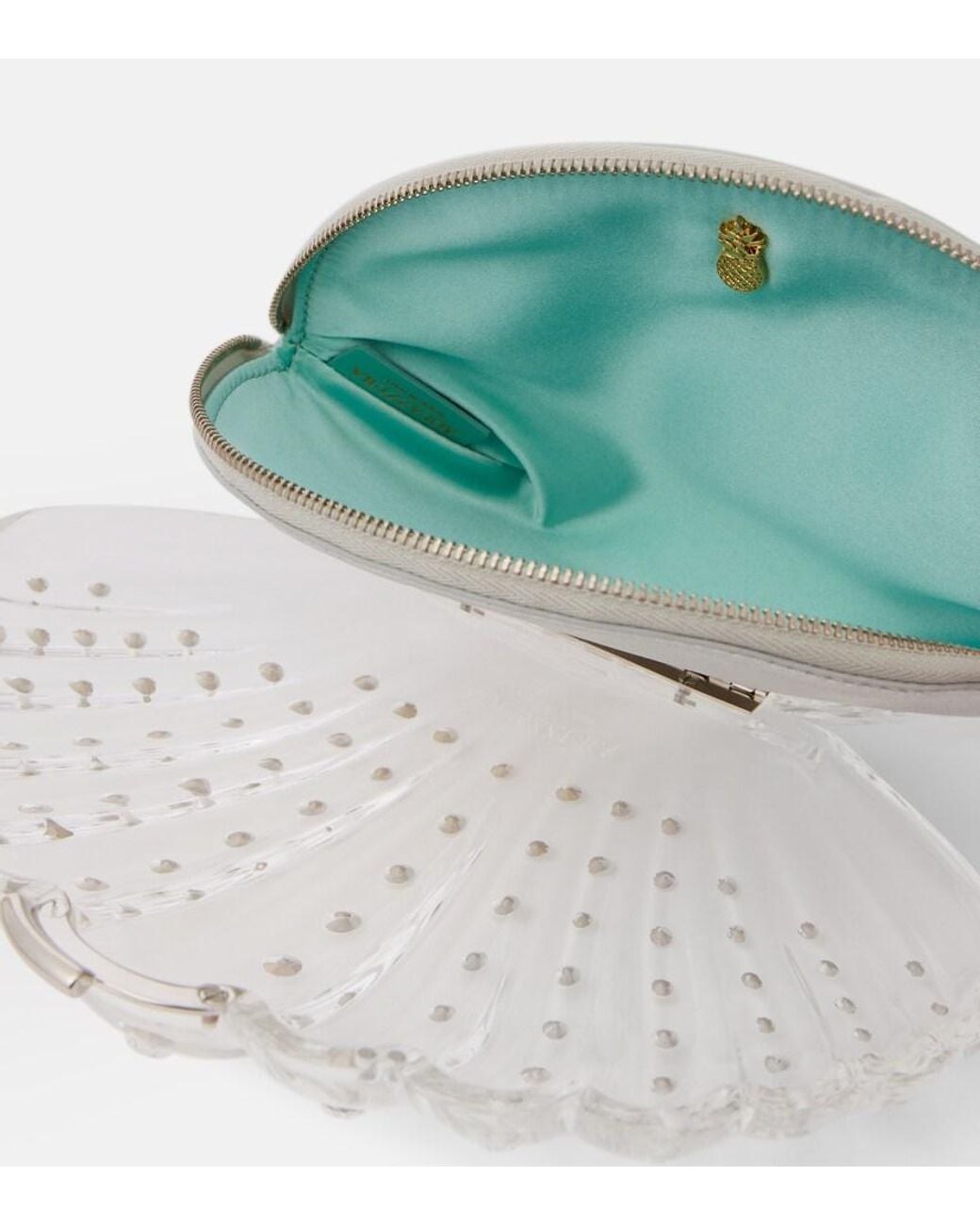 Aquazzura White Crystal Shell Embellished Clutch
