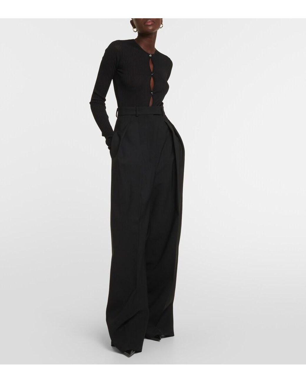 Sportmax Black Rib-Knit Bodysuit