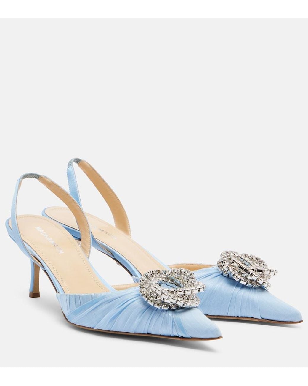 Mach & Mach Blue Galaxy Embellished Organza Slingback Pumps