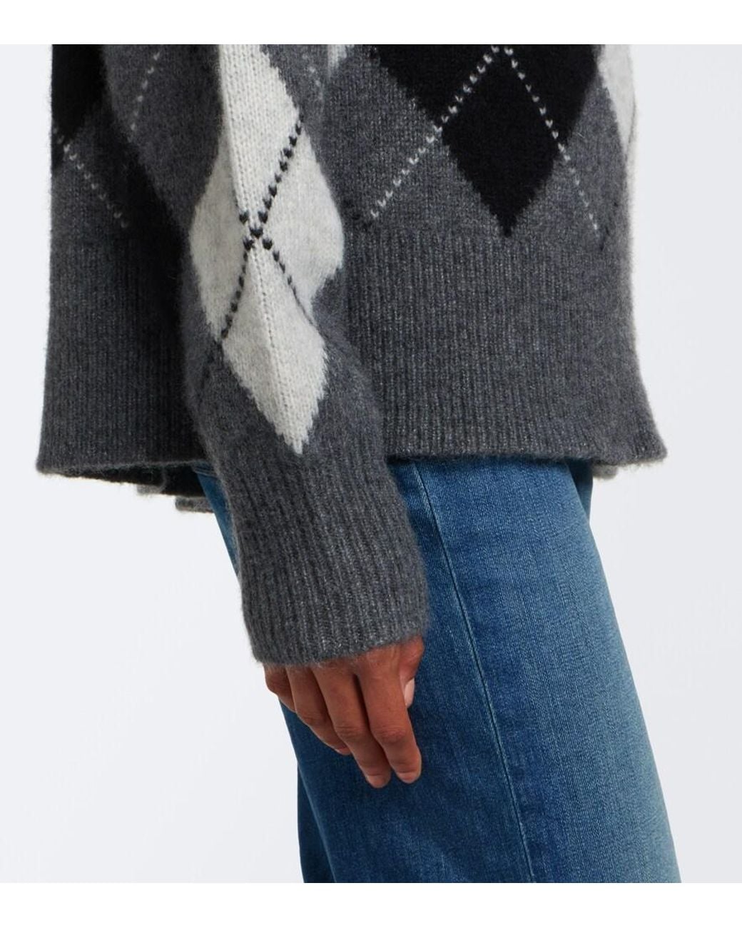 Nili Lotan Gray Donnika Argyle Cashmere And Silk Sweater