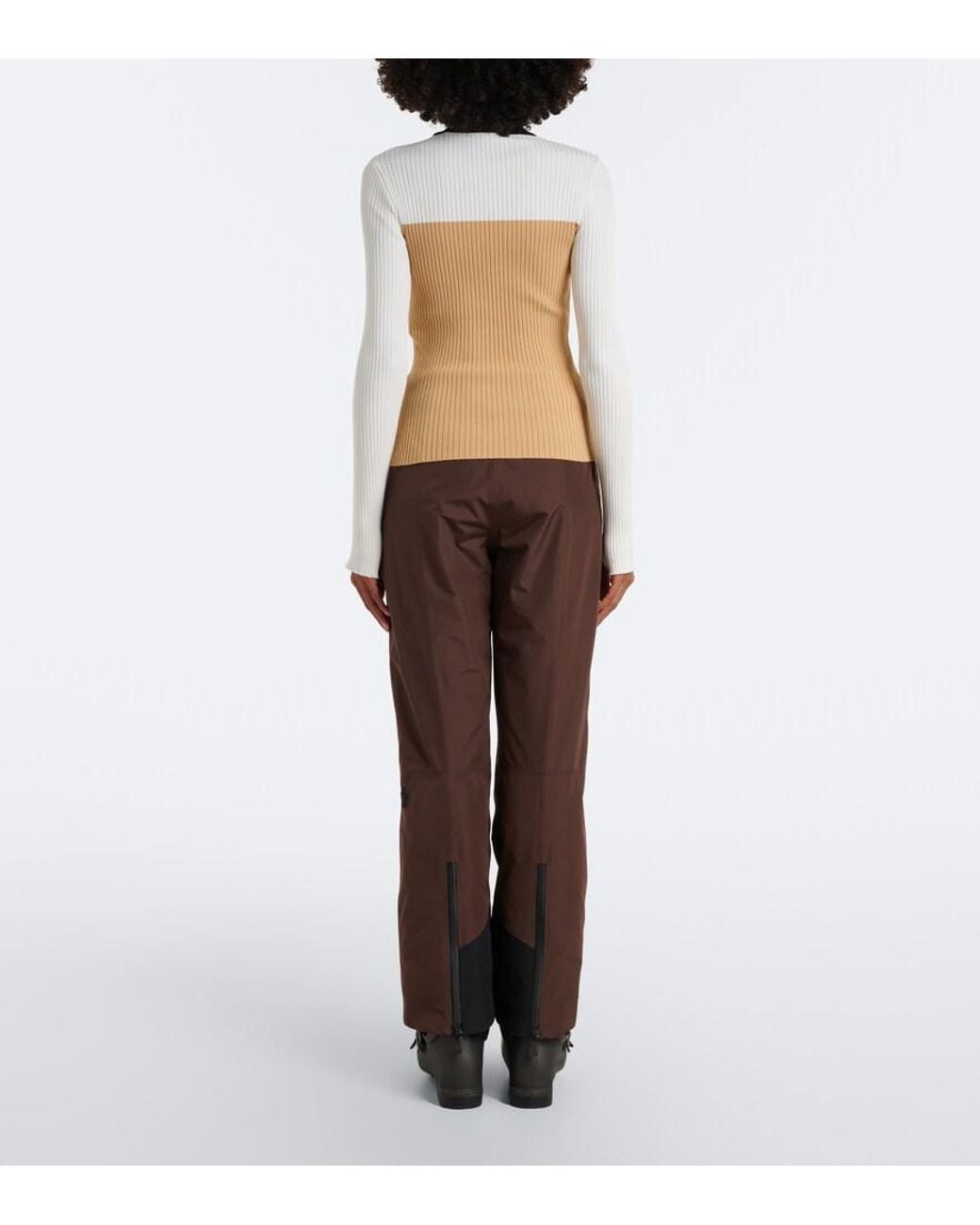 Courreges White Colorblocked Ribbed-Knit Ski Top