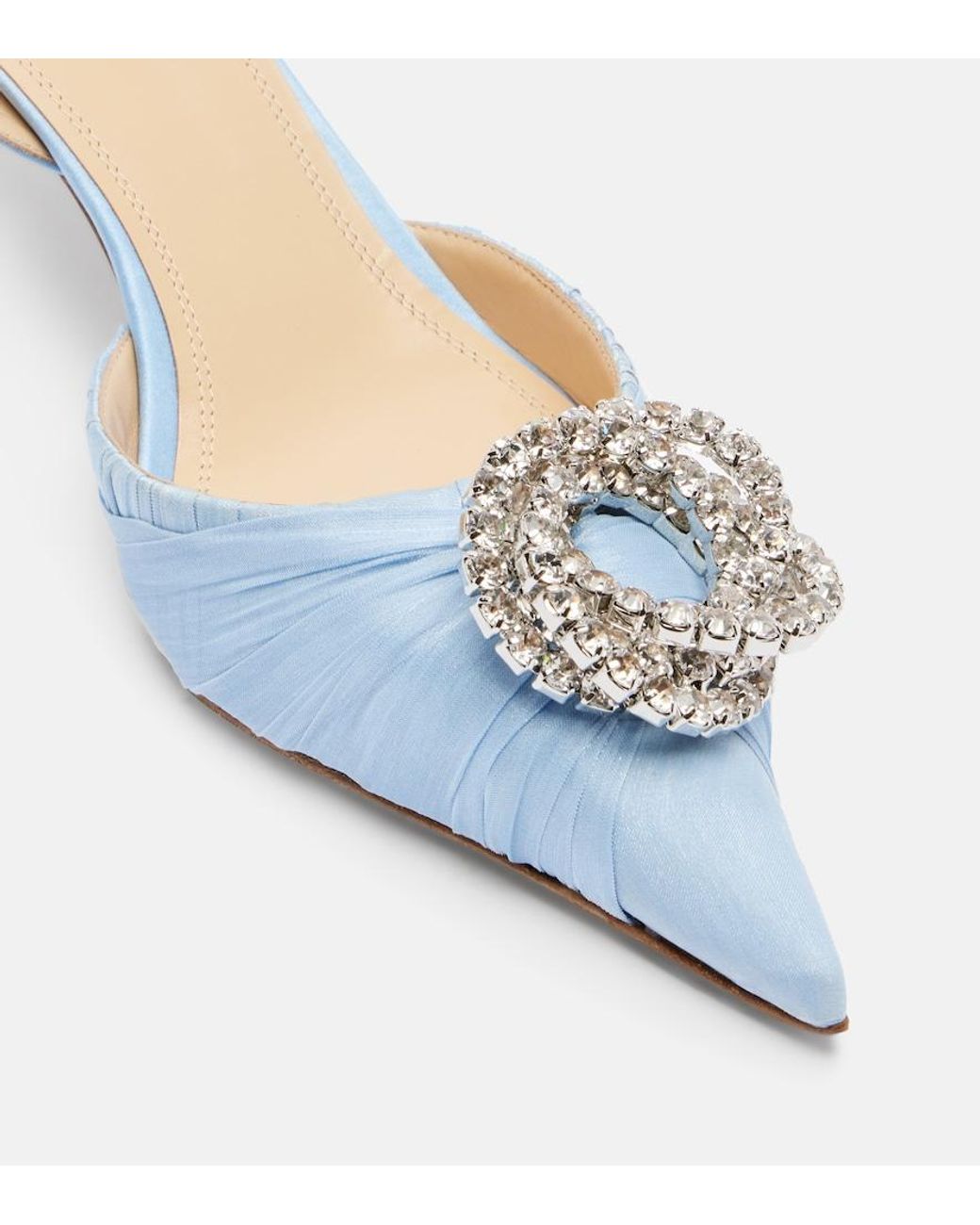 Mach & Mach Blue Galaxy Embellished Organza Slingback Pumps