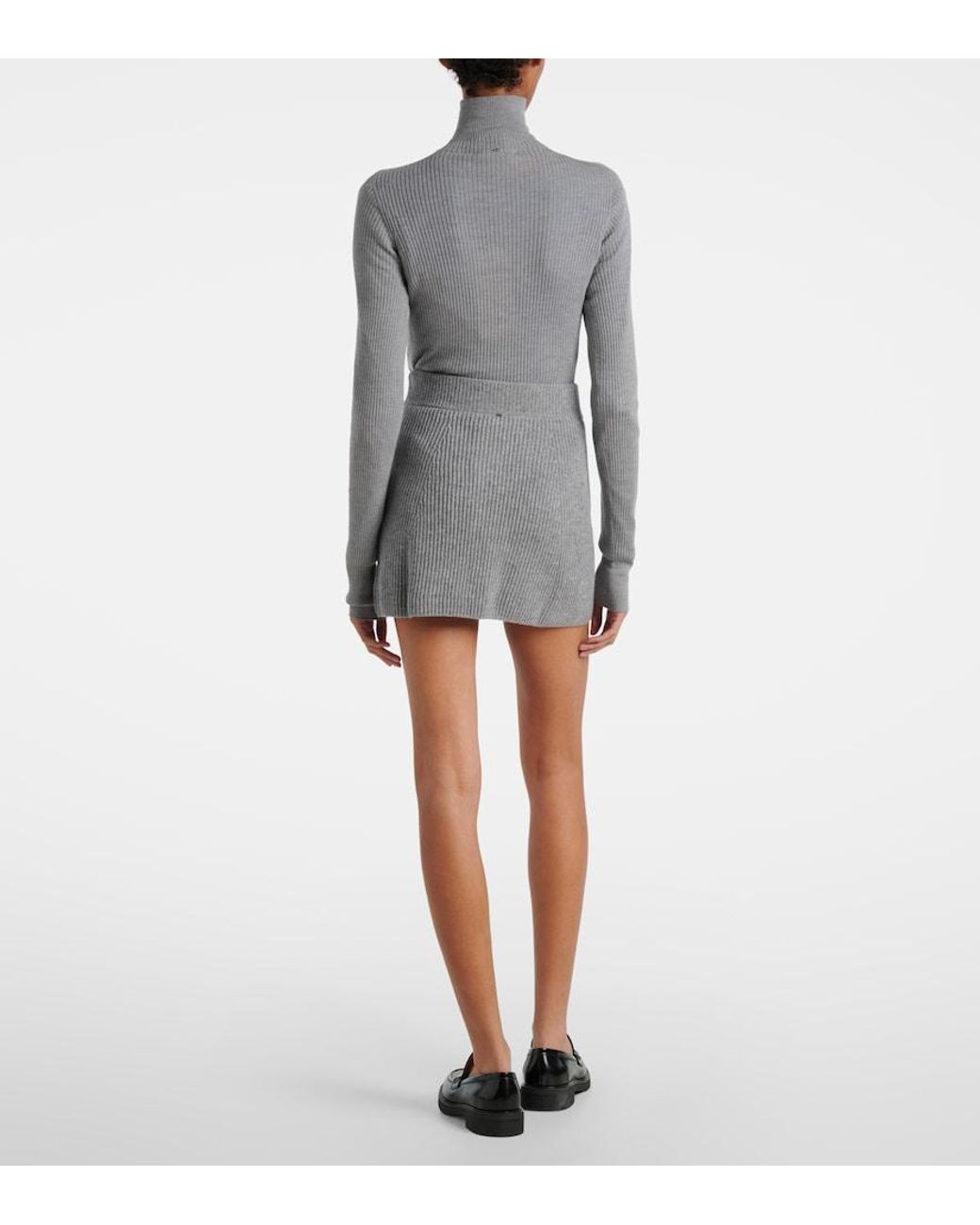 Sportmax Gray Refolo Wool And Cashmere Miniskirt