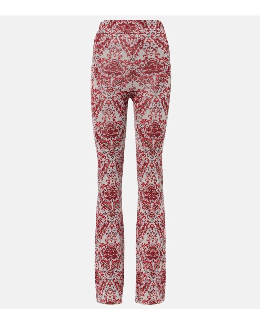 Rabanne Red Paisley Straight Pants