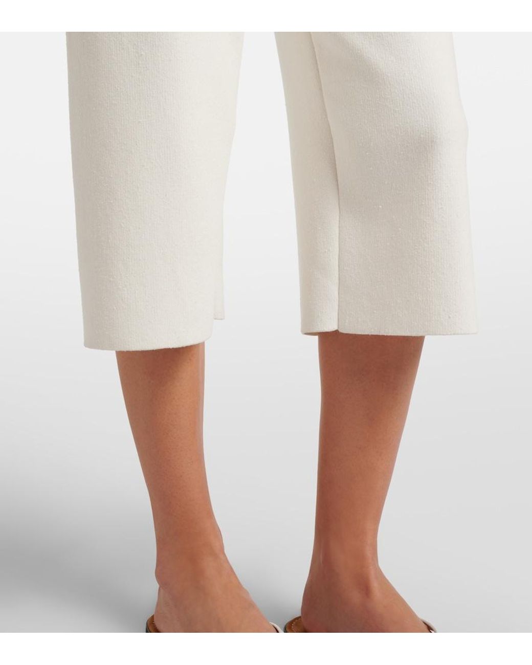 The Row White Ozias Cotton And Silk Cropped Sweatpants