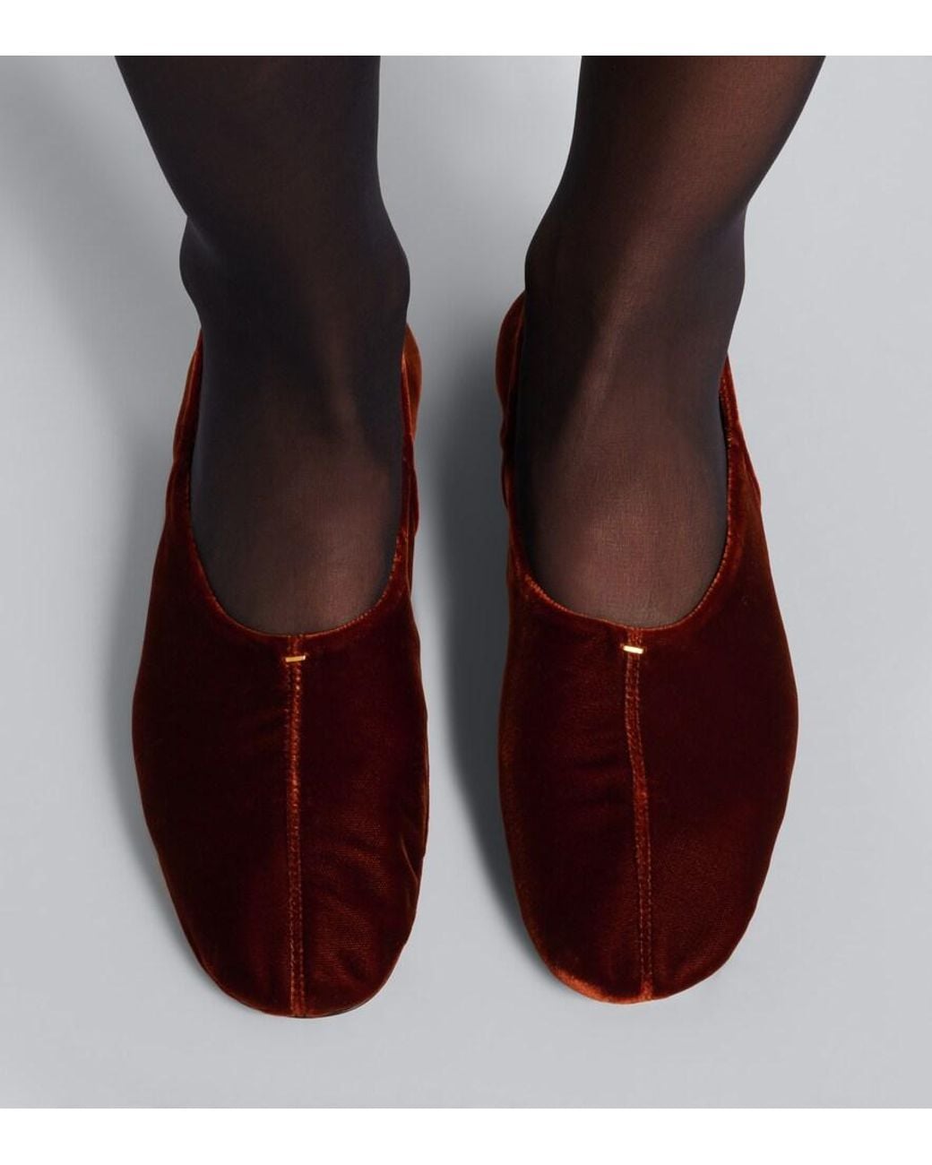 Khaite Brown Jane Velvet Ballet Flats