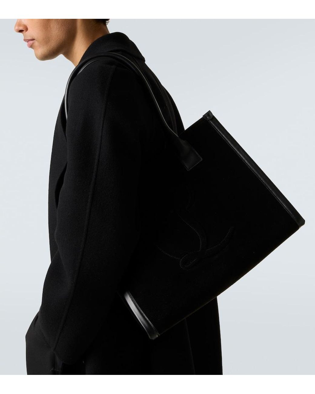 Christian Louboutin Black By My Side Suede Tote Bag for men