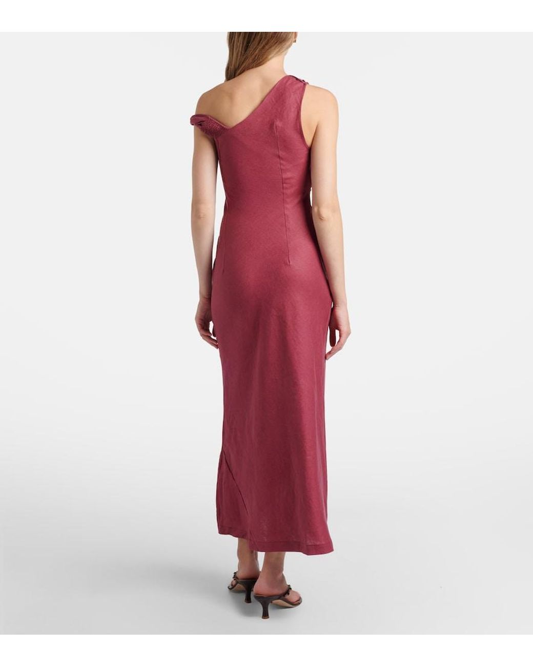 Faithfull The Brand Purple Suis Asymmetric Linen Maxi Dress