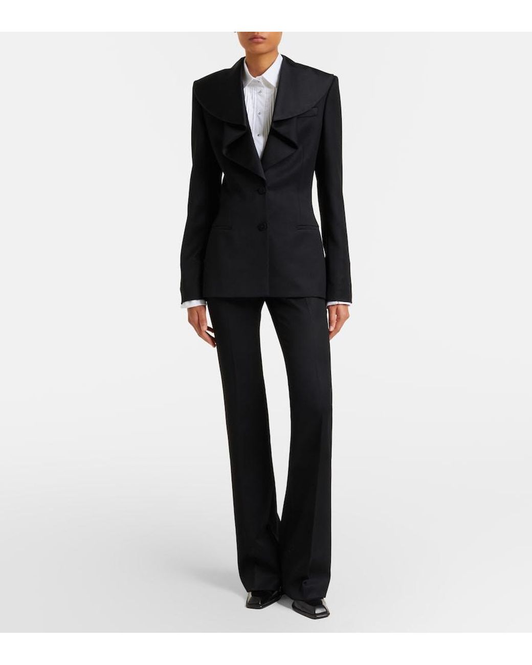 McQueen Black Satin-Trimmed Wool Barathea Blazer