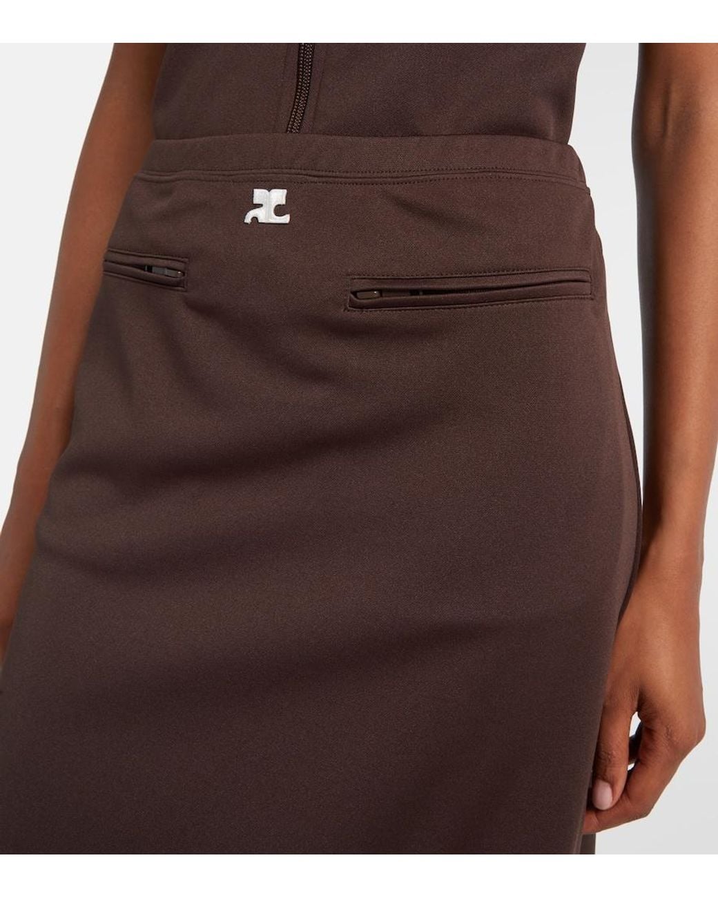 Courreges Brown Interlock Tracksuit Midi Skirt