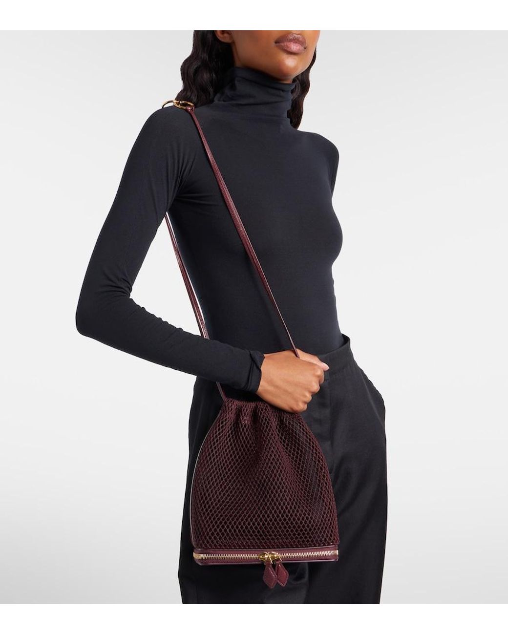 Alaïa Black Le Pochon Fishnet Bucket Bag