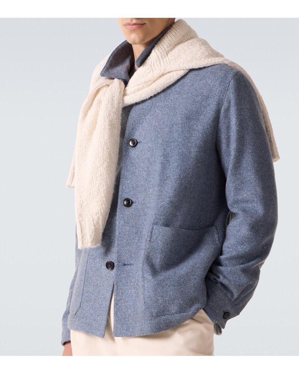Zegna Blue Cashmere And Silk Overshirt for men
