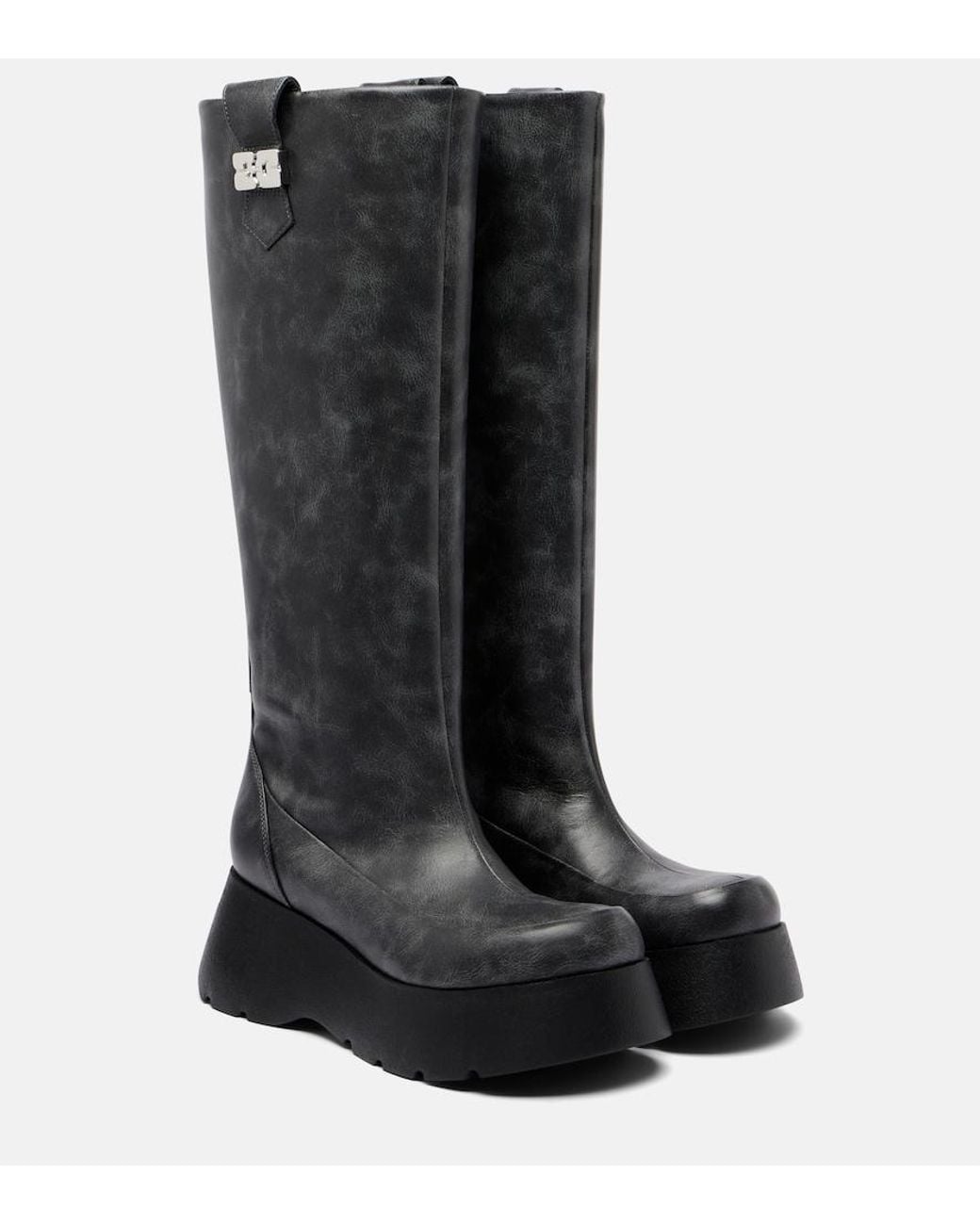 Ganni Black Kat Platform Knee-High Boots