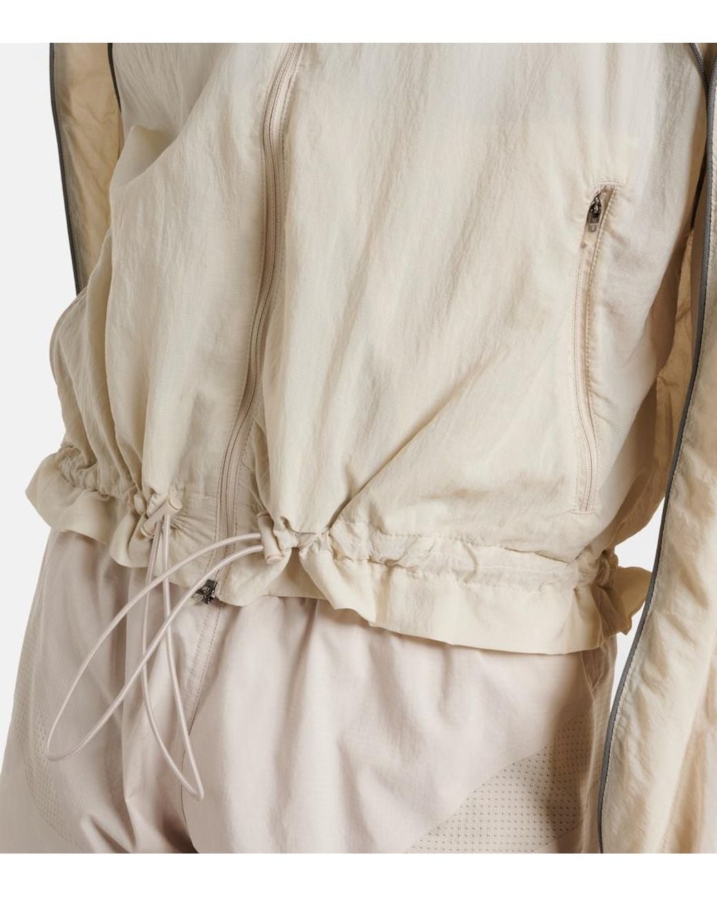 Adidas By Stella McCartney Natural Gathered Hooded Track Jacket