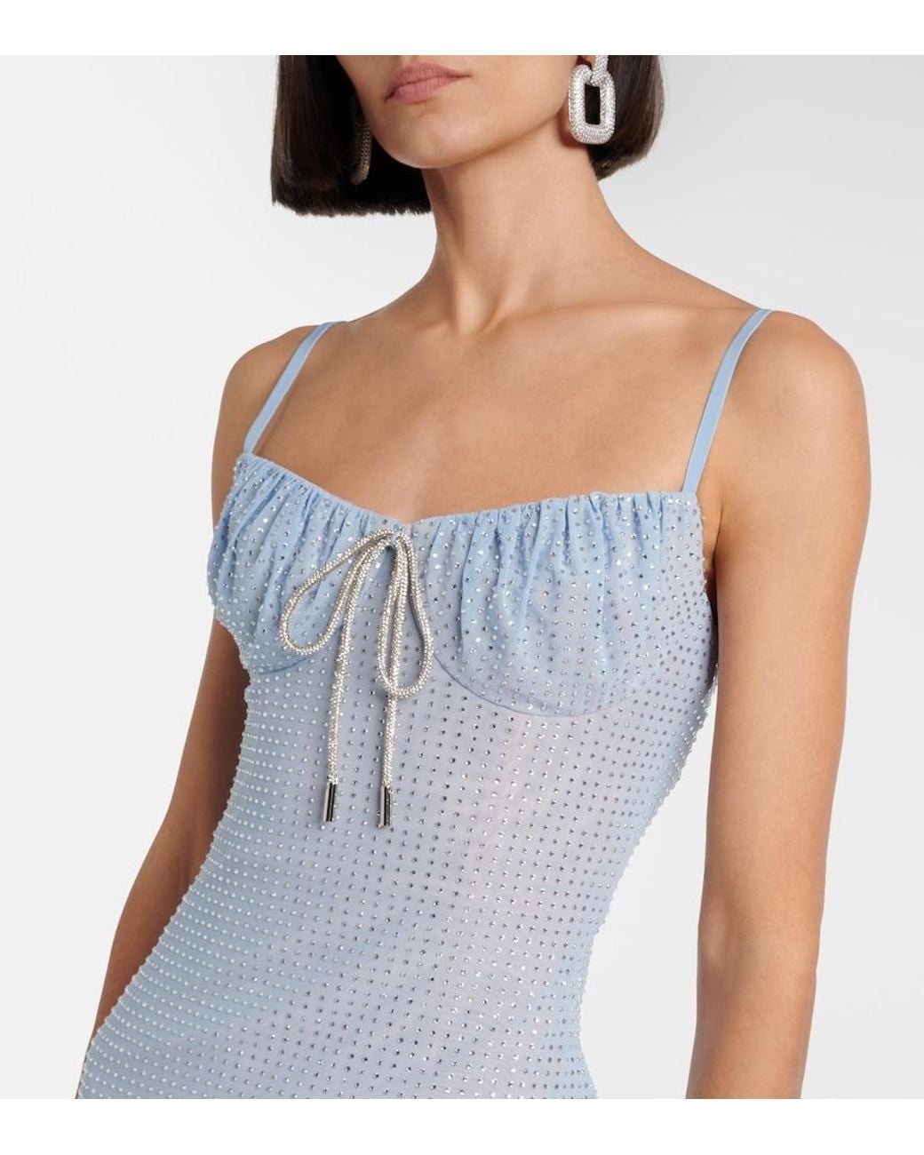 Area Blue Crystal-Embellished Minidress