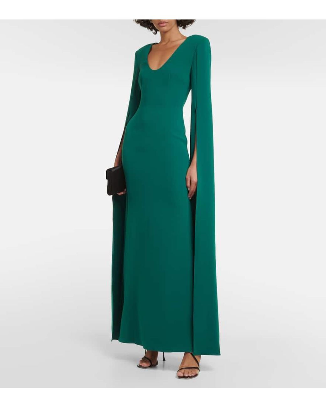 【Roland Mouret】 Cape-sleeve cadyガウン Roland Mouret Cape-Sleeve Cady Gown in Green | Lyst