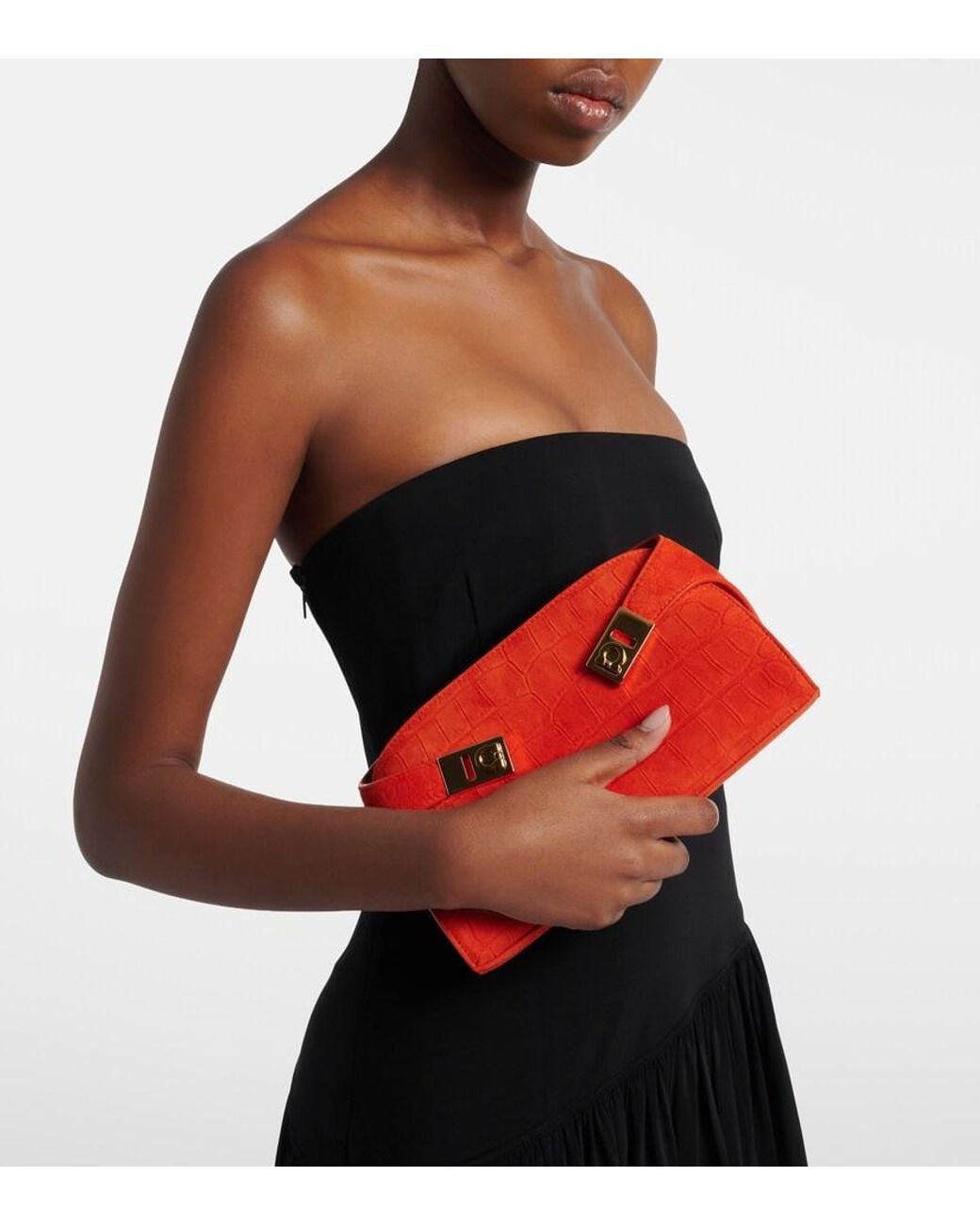 Ferragamo Red Hug Mini Suede Crossbody Bag