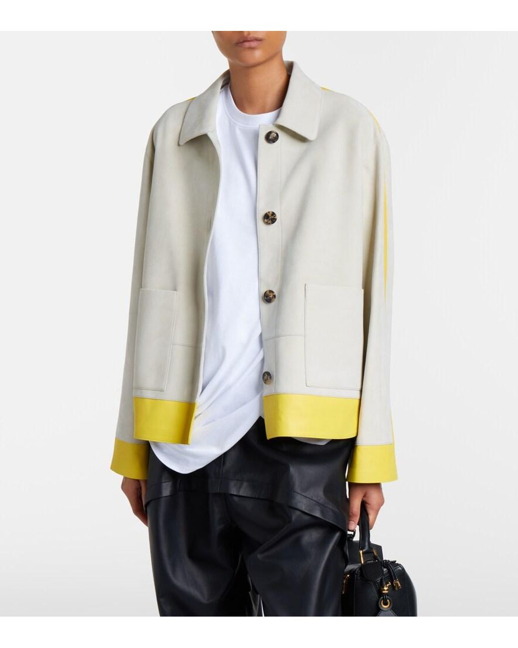 Loewe Natural Leather-Trimmed Suede Jacket