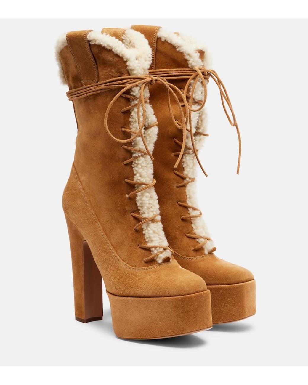 Paris Texas Brown Malena 145 Suede Platform Lace-Up Boots