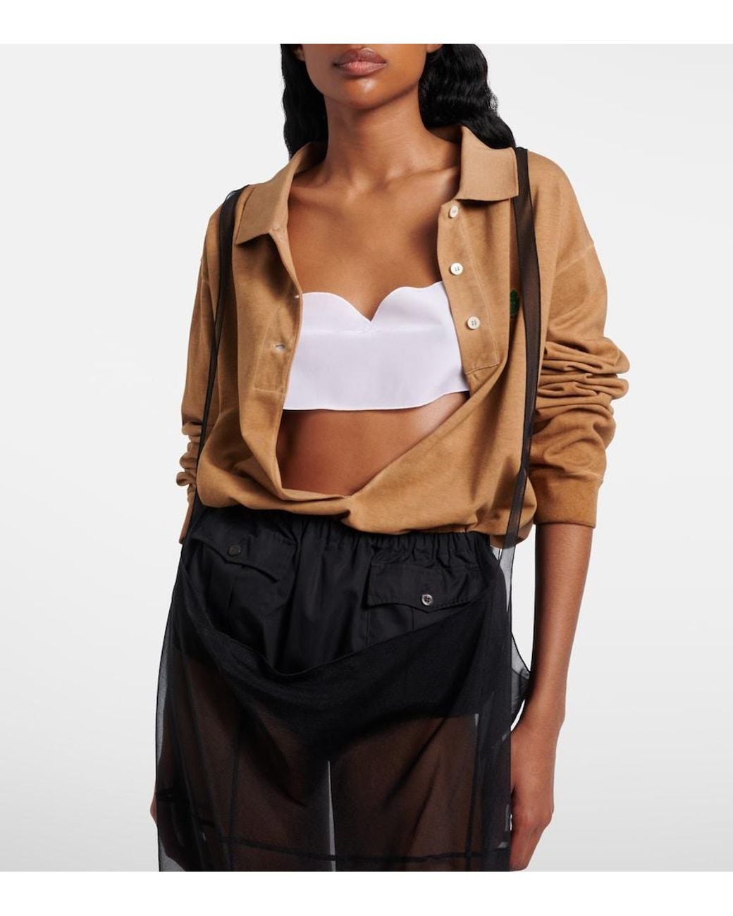 Prada White Silk Crepe De Chine Bra Top