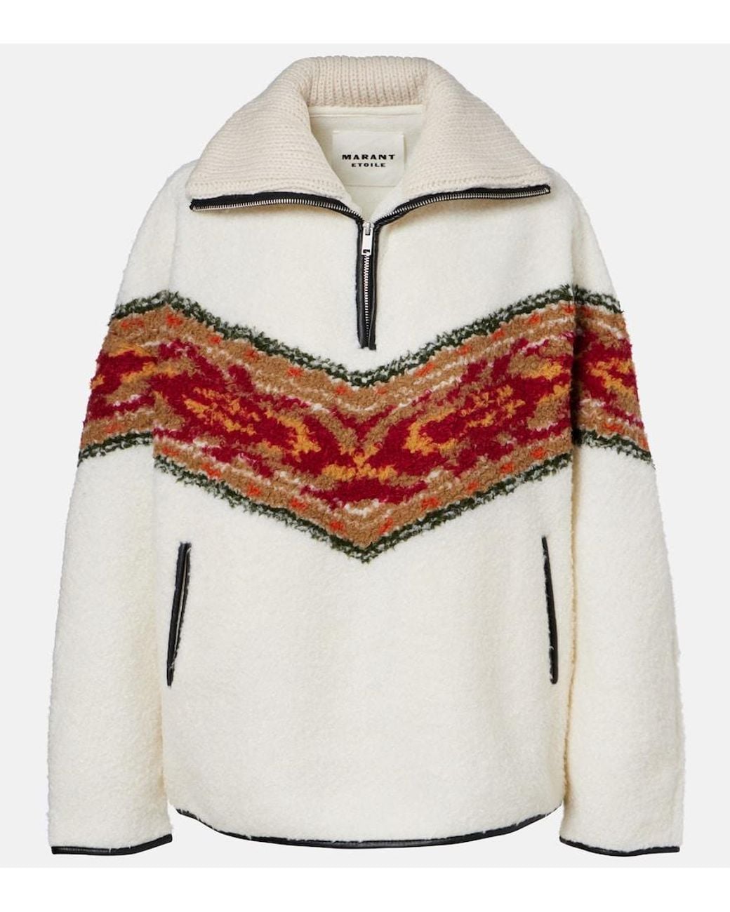 Isabel Marant White Marner Fleece Zip-Up Sweater