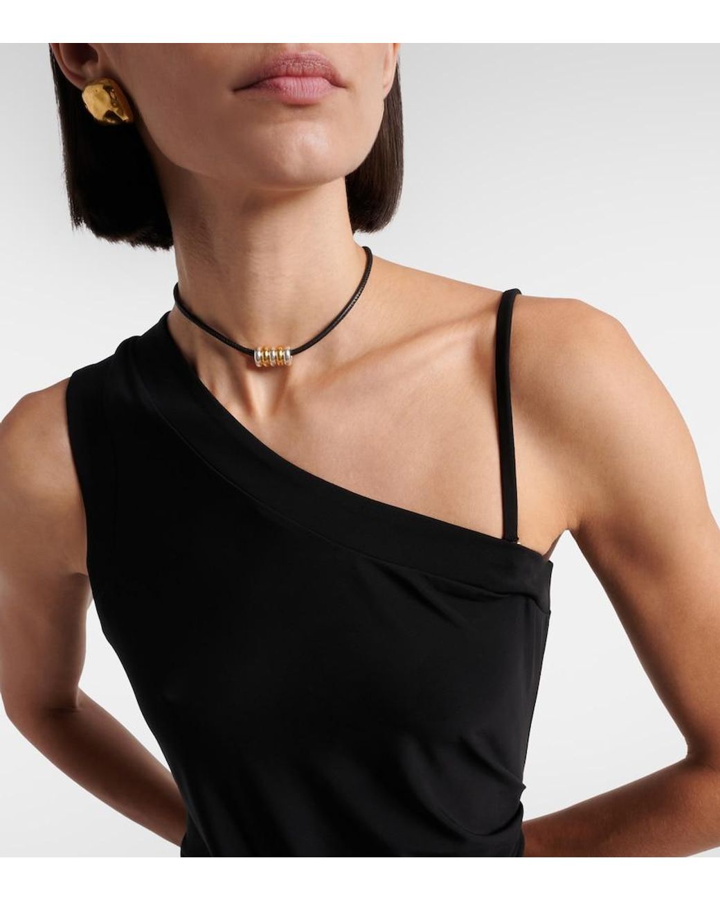 Max Mara Black Fiabe One-Shoulder Midi Dress