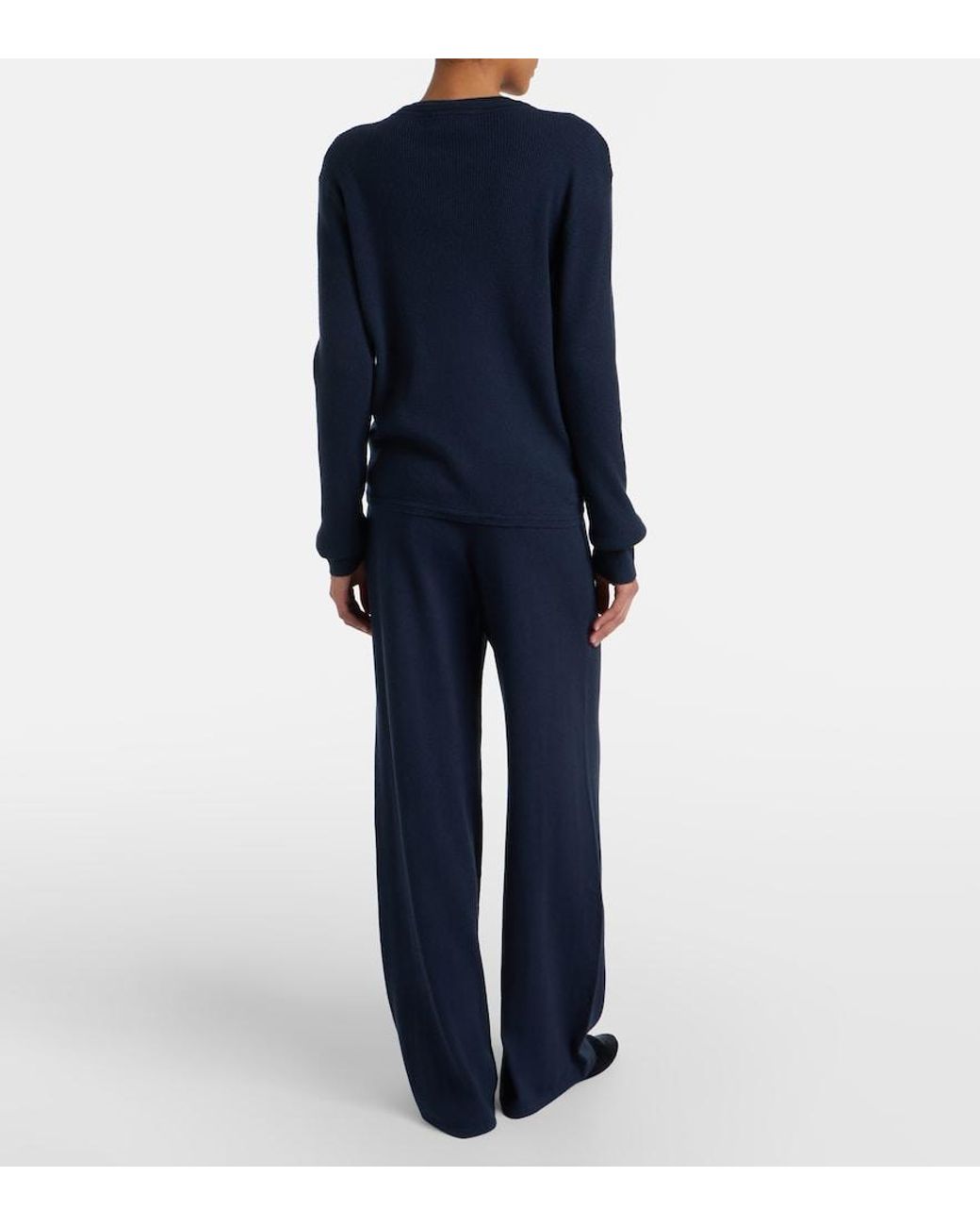Lisa Yang Blue Aina Cotton And Cashmere Wide-Leg Pants
