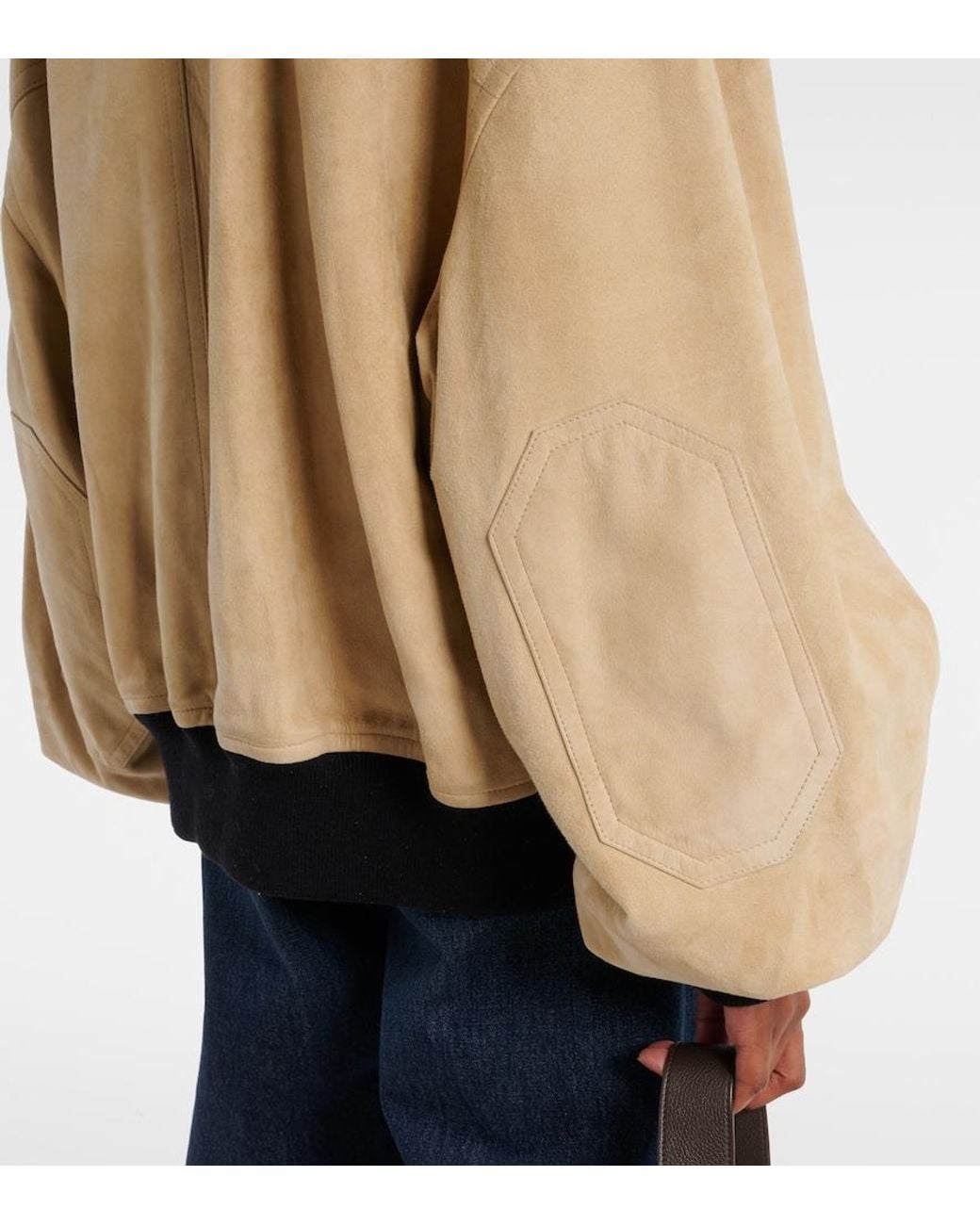 Khaite Natural Spence Suede Bomber Jacket