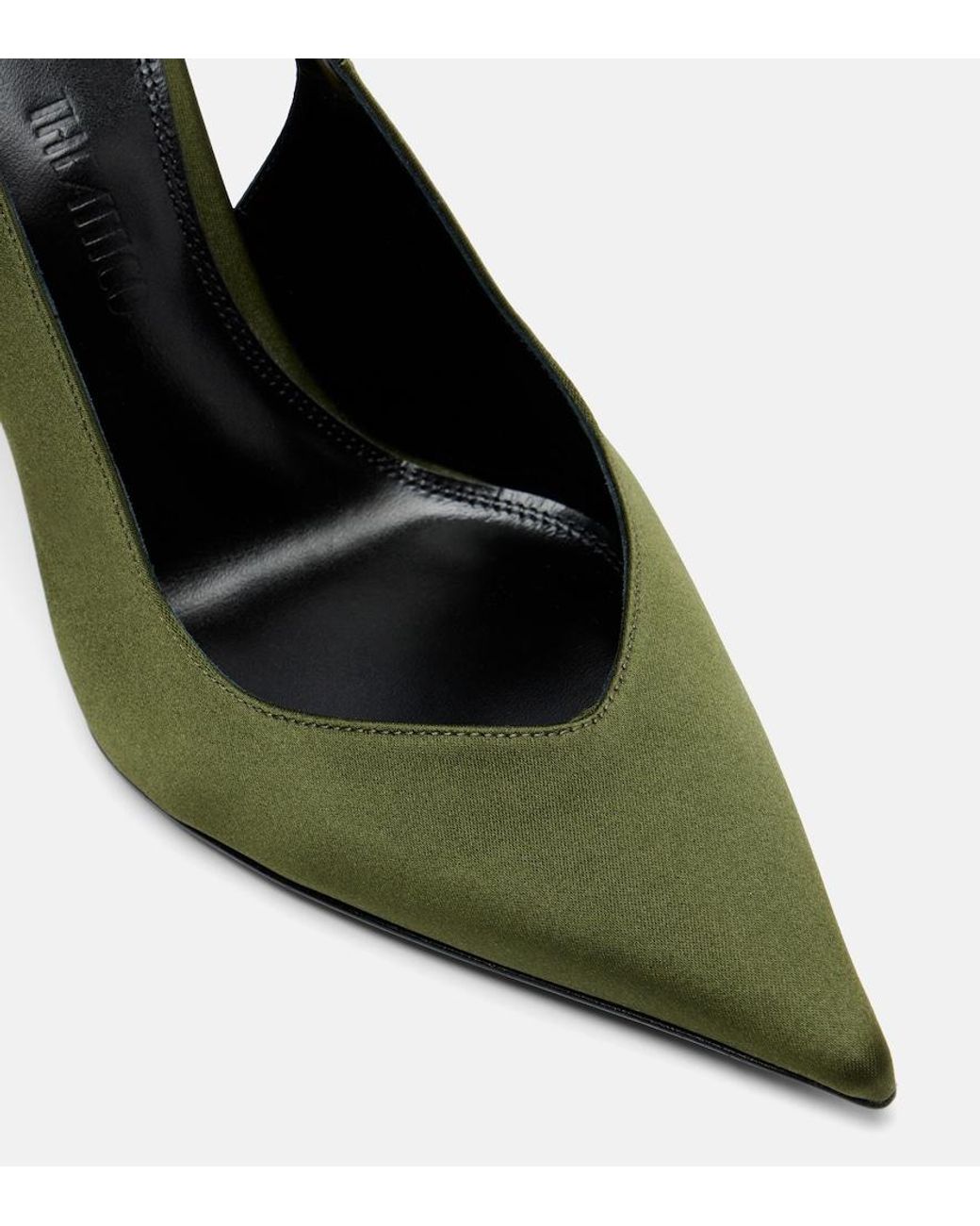 The Attico Green Cheope Satin Slingback Wedges