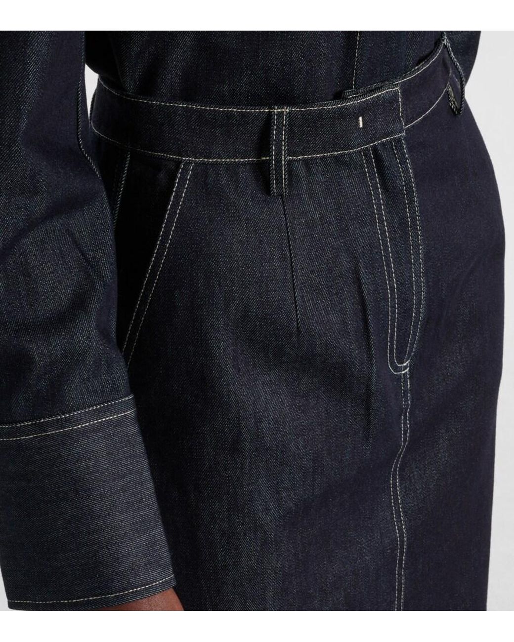Co. Blue Cotton Denim Pencil Midi Skirt
