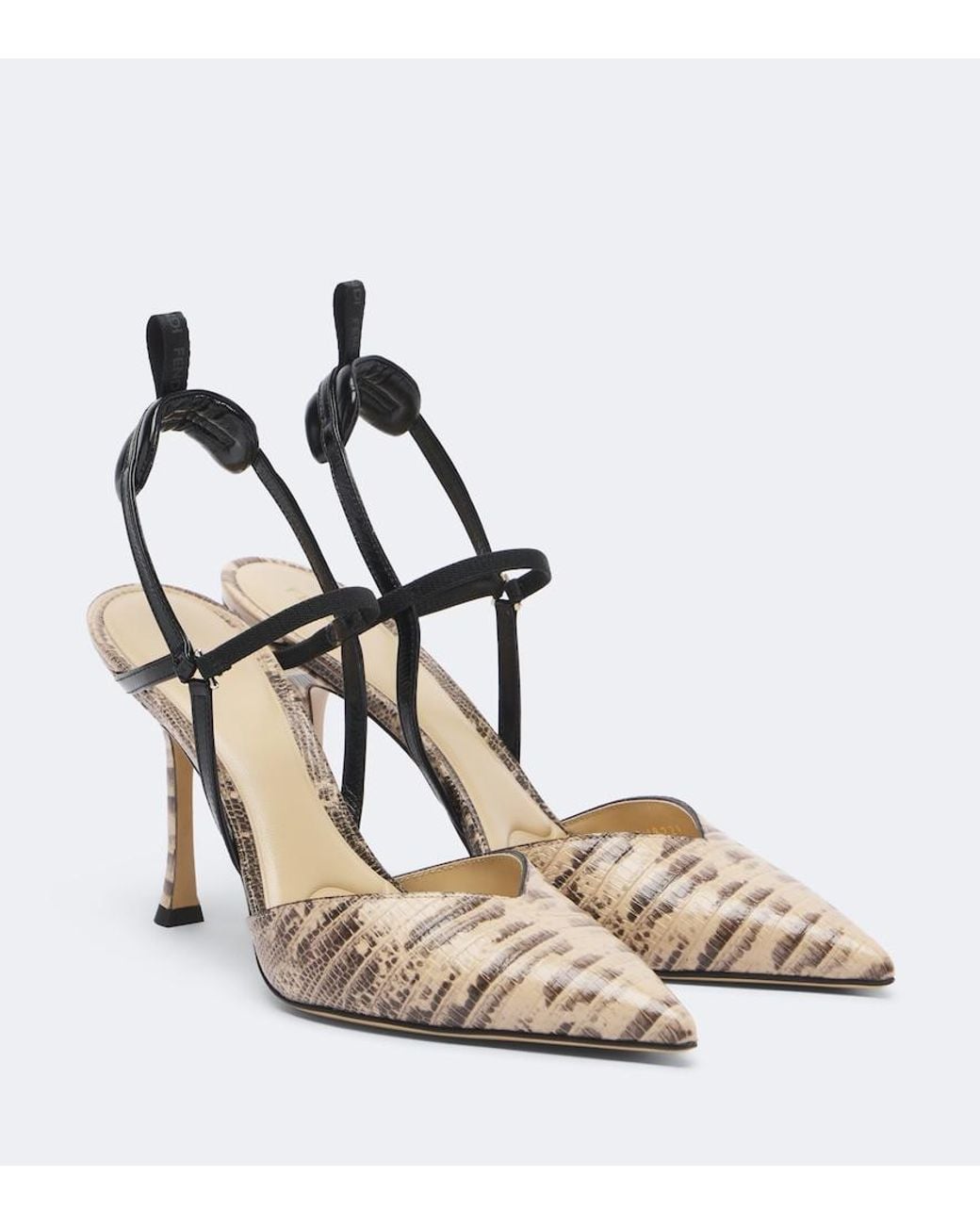 Fendi Metallic Colibri Snake-Effect Leather Slingback Pumps