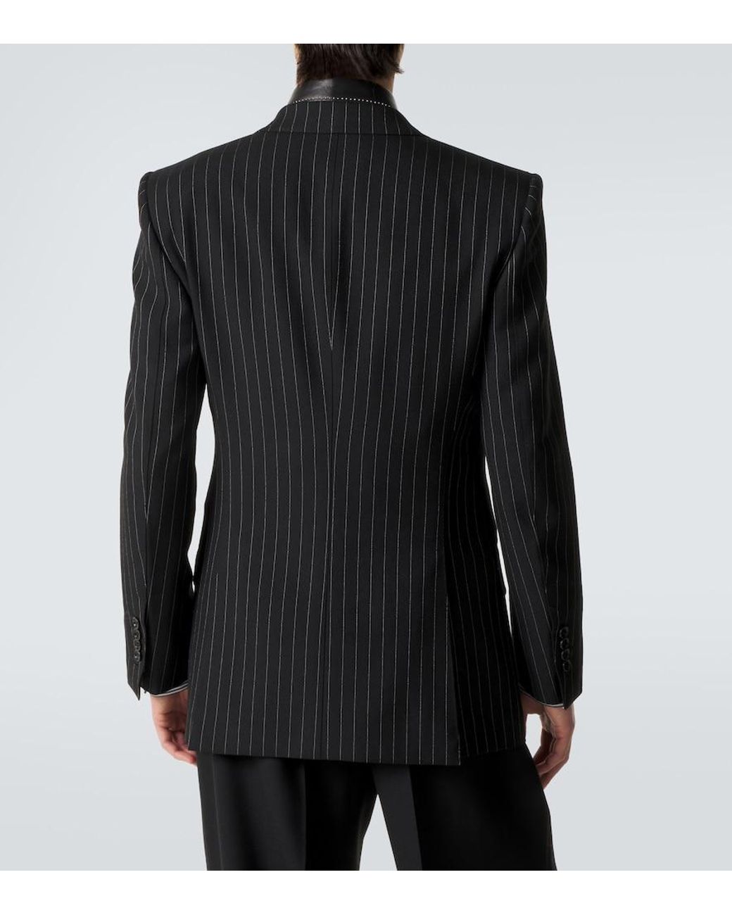 Tom Ford Black Striped Wool Twill Blazer for men