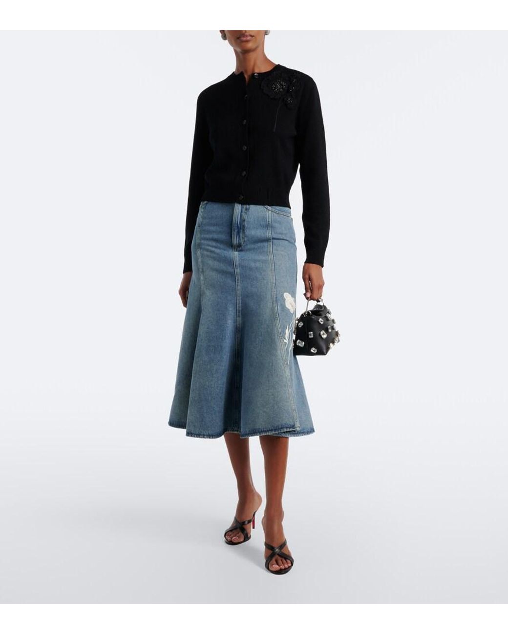 Borsa A Mano Bloom Mini di Erdem in Black