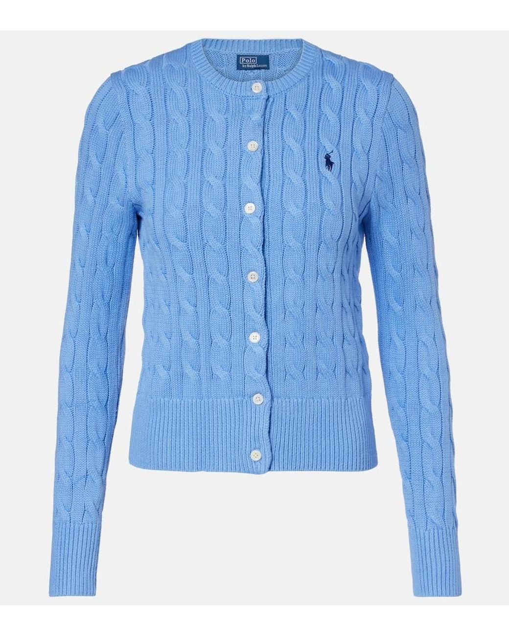 Polo Ralph Lauren Blue Cable-Knit Cotton Cardigan