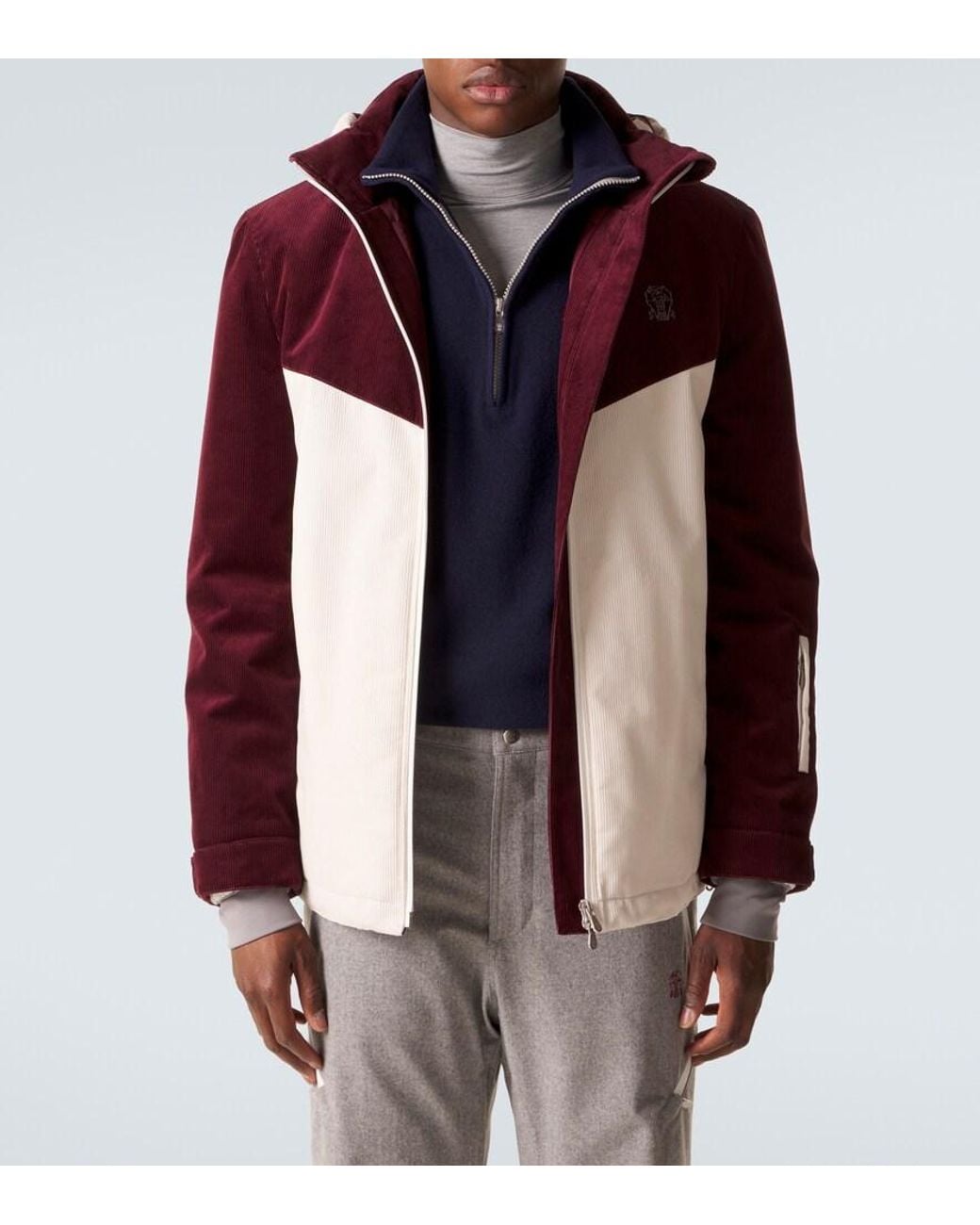 Brunello Cucinelli Blue Cashmere And Cotton-Blend Half-Zip Sweatshirt for men