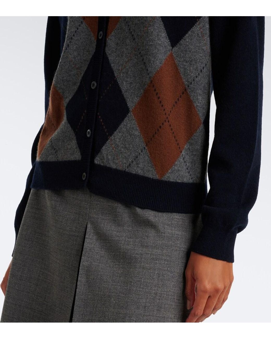 Prada Blue Argyle Cashmere Cardigan