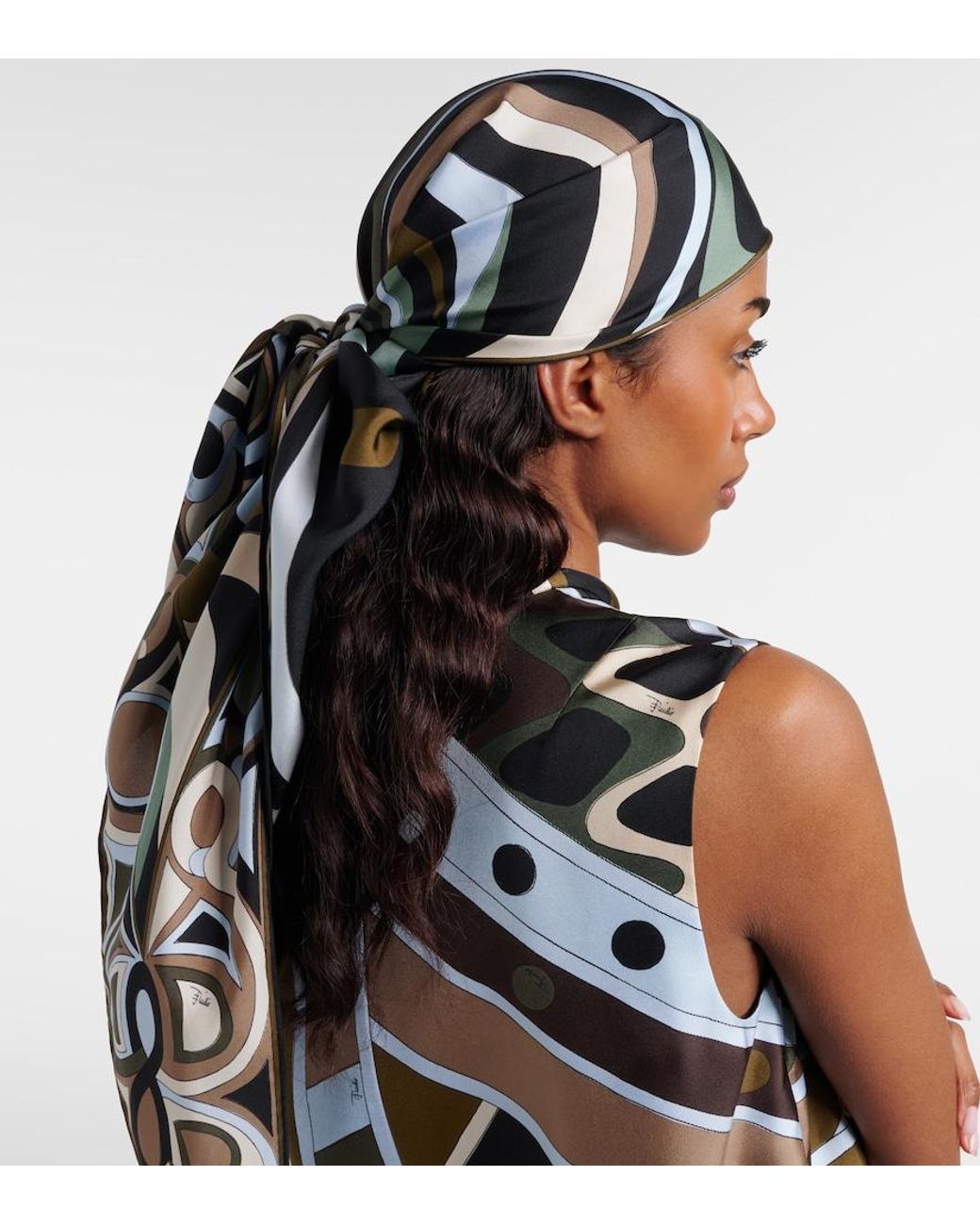 Emilio Pucci Metallic Marmo Silk Twill Scarf