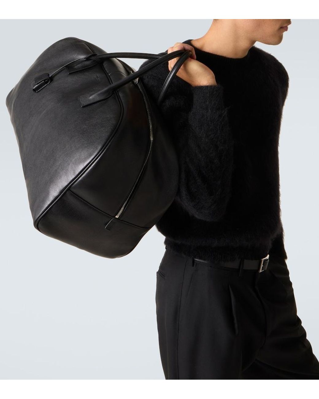 Saint Laurent Black Giant Leather Duffel Bag for men
