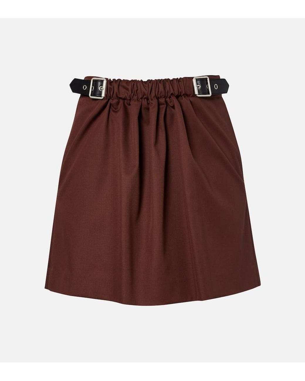 Loewe Purple Belted Cotton And Silk Twill Miniskirt