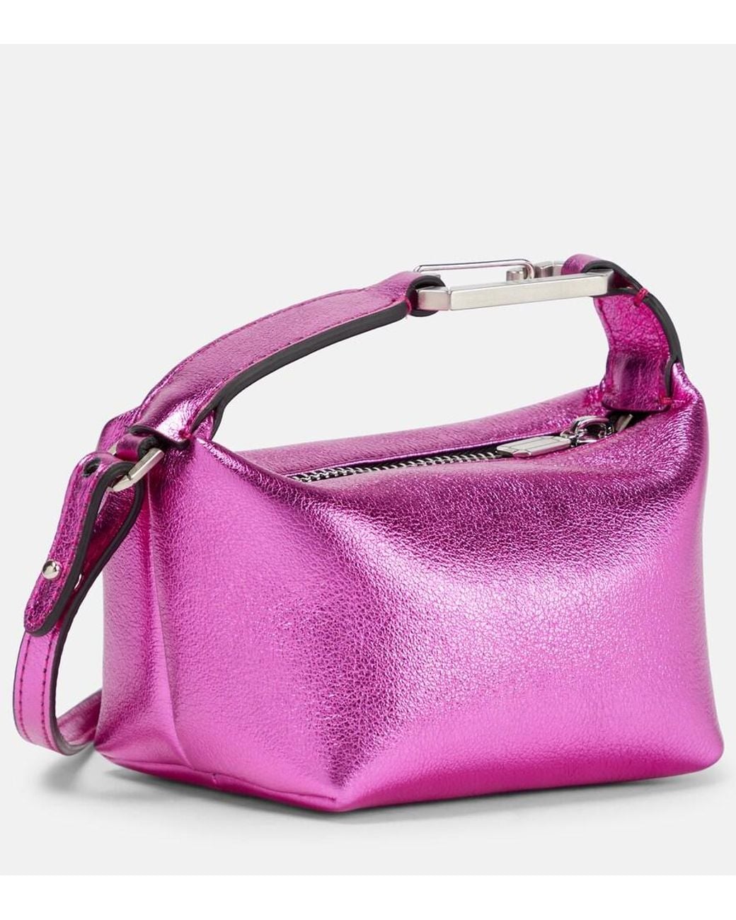 Eera Purple Moonbag Metallic Leather Clutch