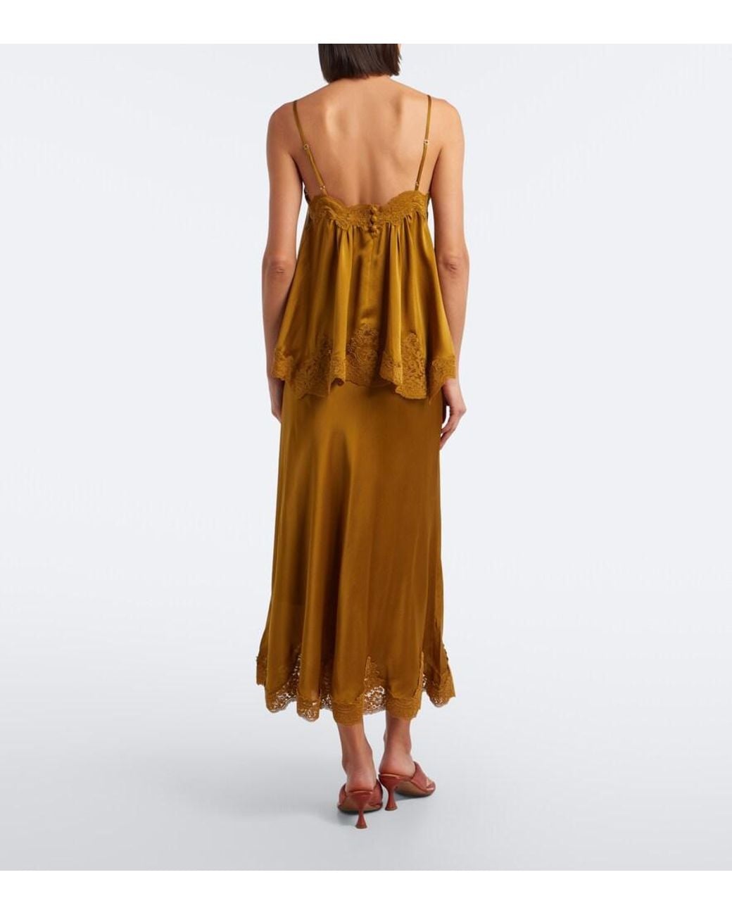 Zimmermann Natural Clash Lace-Trimmed Silk Satin Slip Skirt