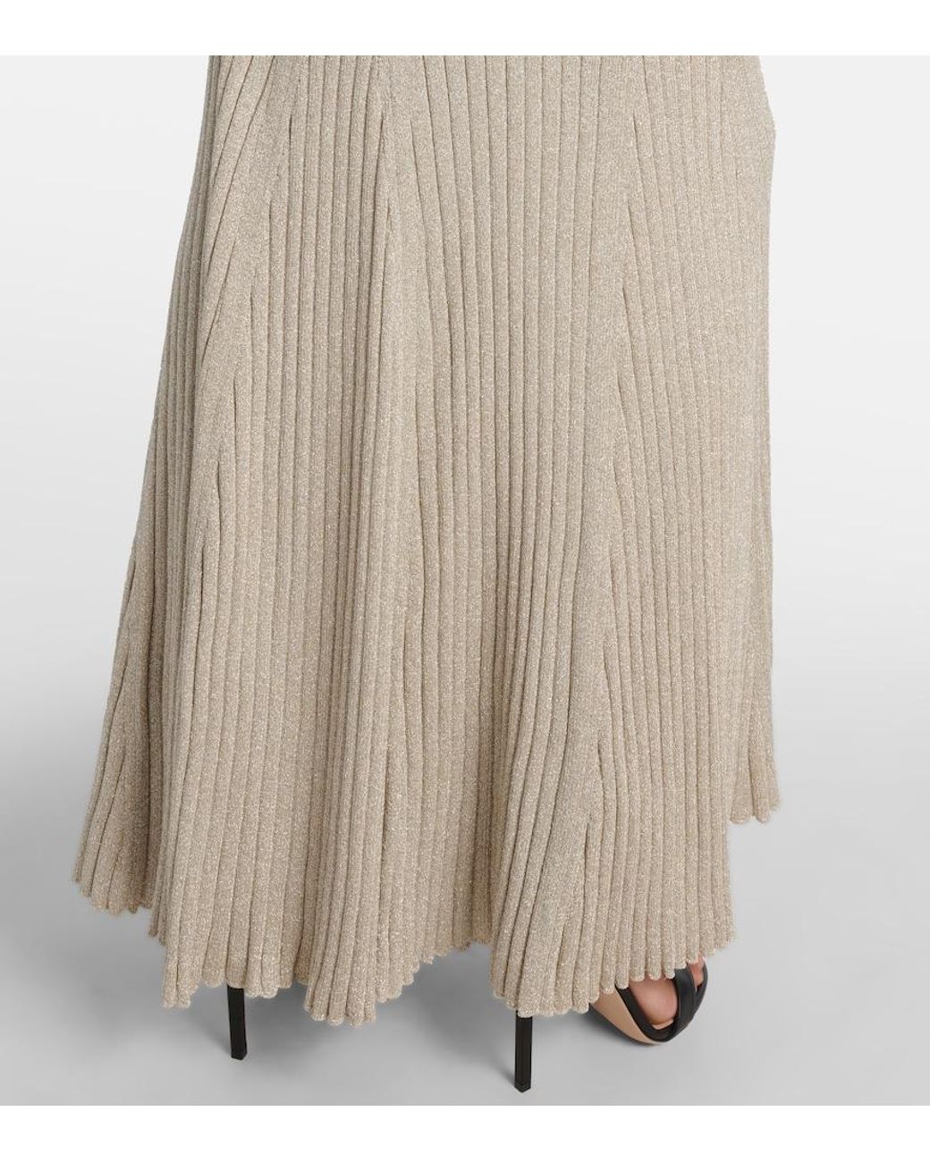 Tom Ford White Ribbed-Knit Halterneck Lame Maxi Dress