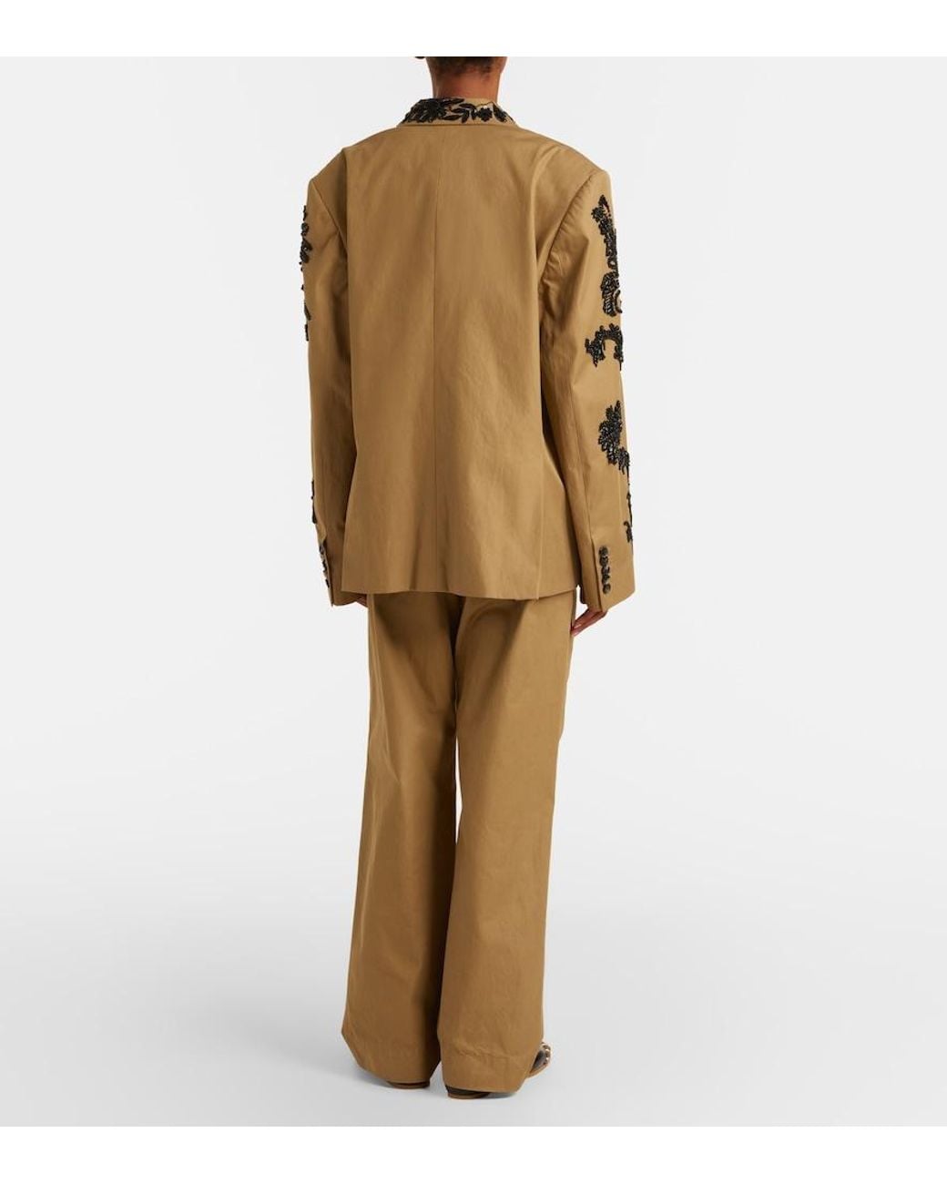 Dries Van Noten Natural Cotton Wide-Leg Pants