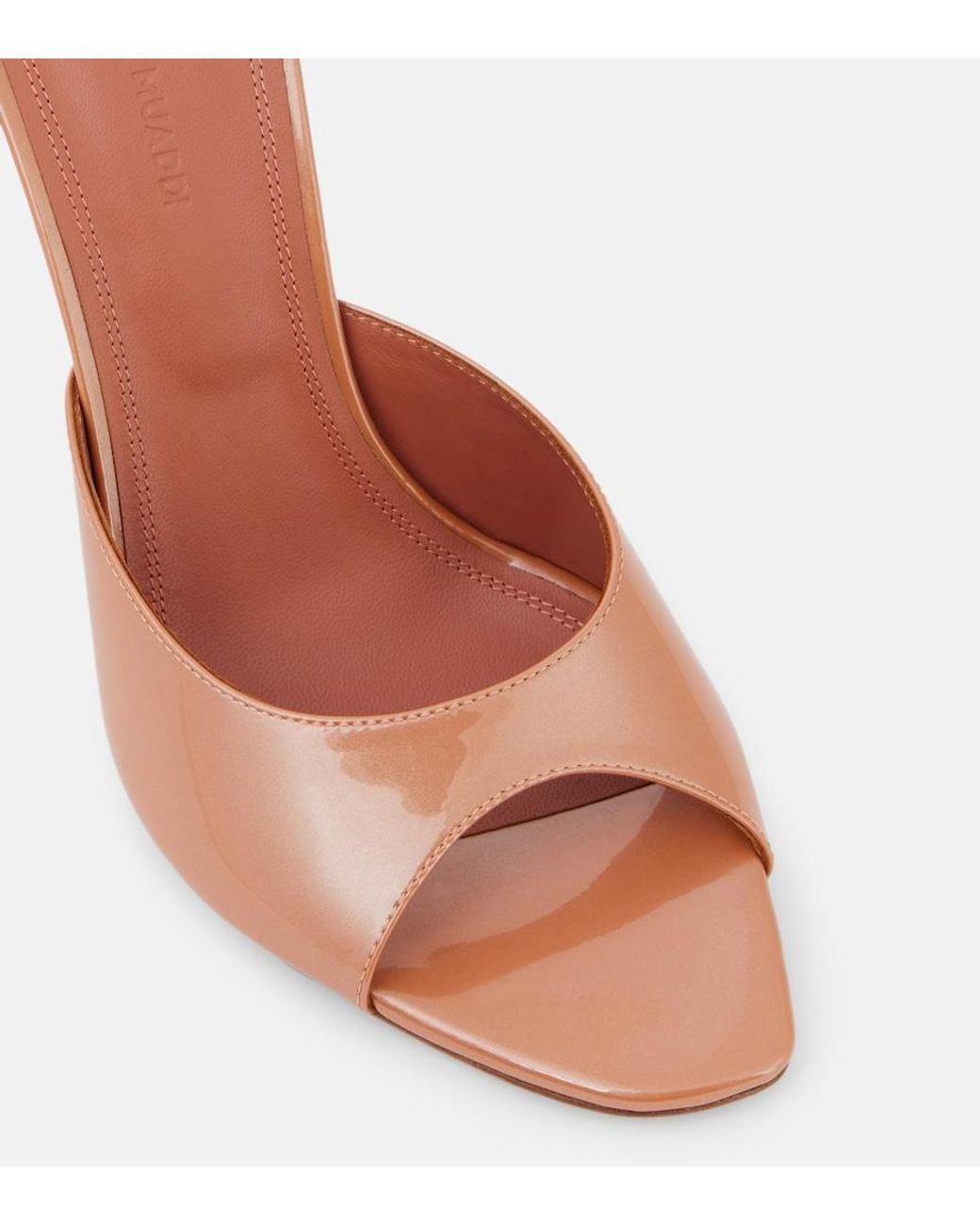 AMINA MUADDI Brown Alexa 95 Patent Leather Mules