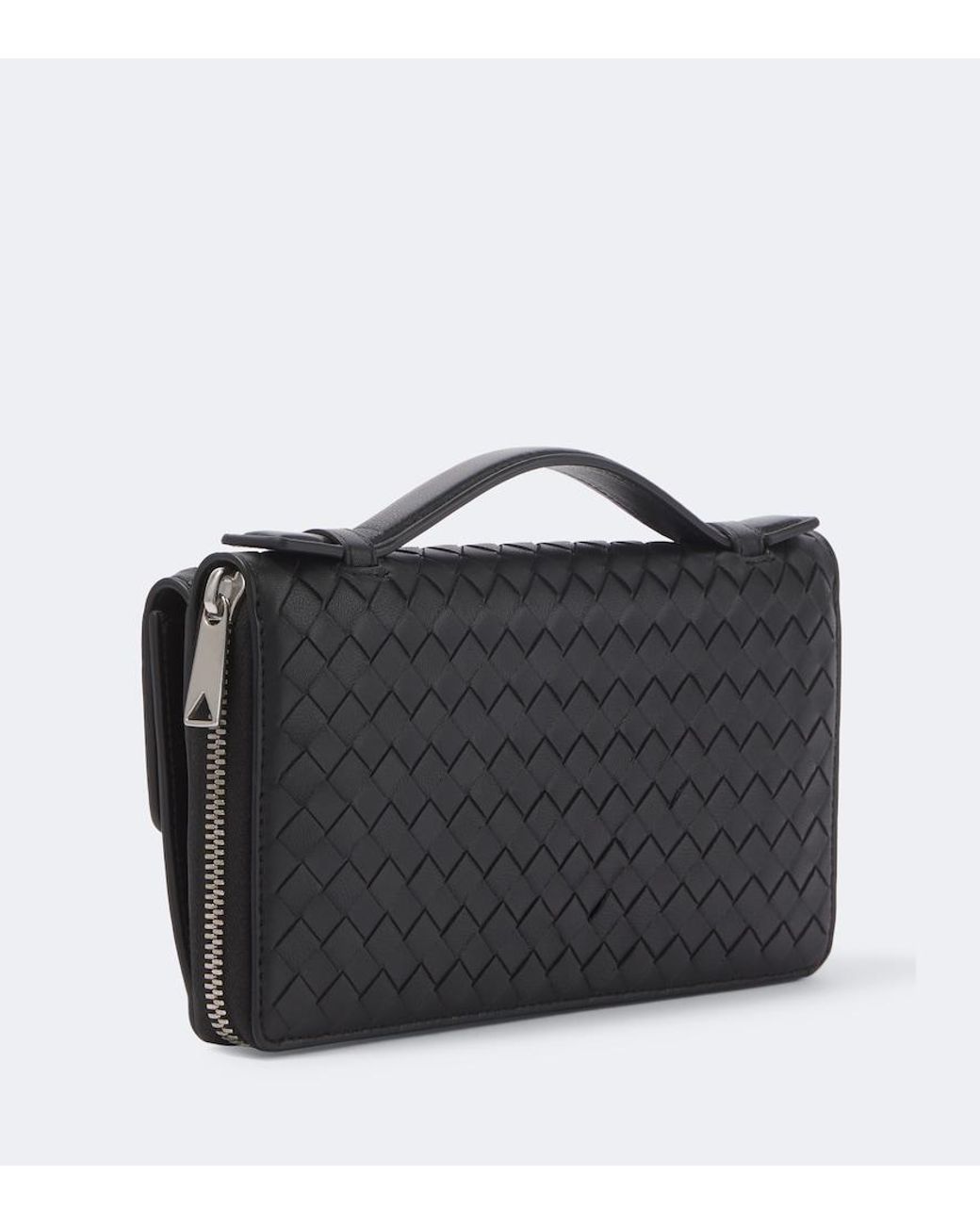Bottega Veneta Black Intrecciato Leather Pouch for men
