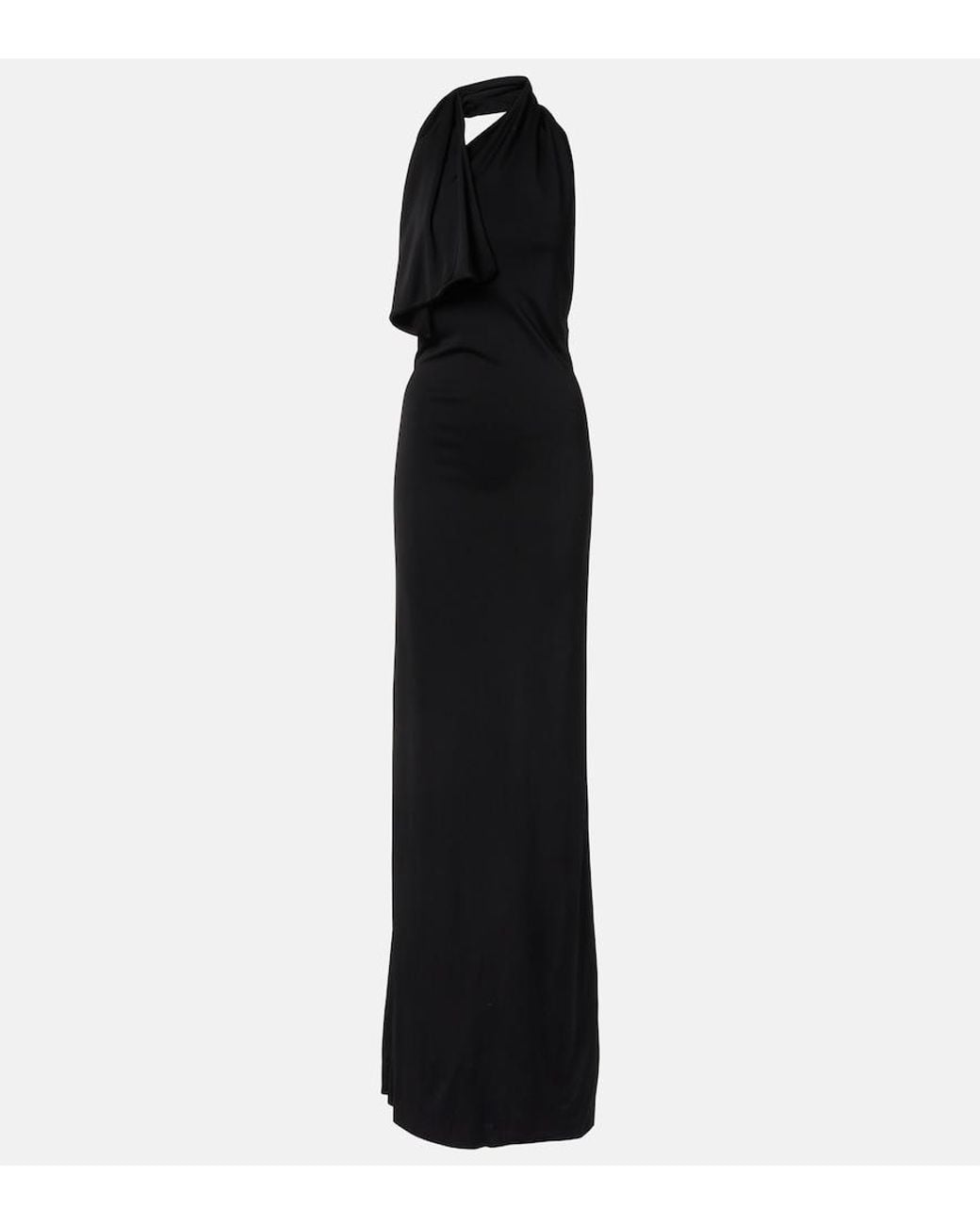 Khaite Black Roza Draped Jersey Gown