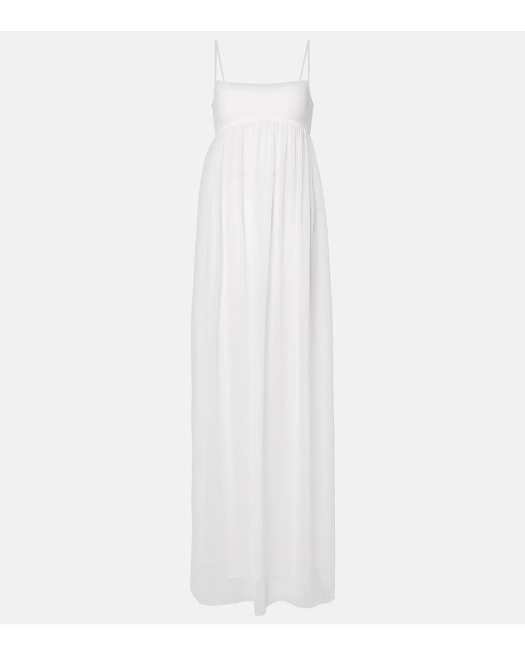 Jacquemus White Peplo Jersey And Muslin Maxi Dress