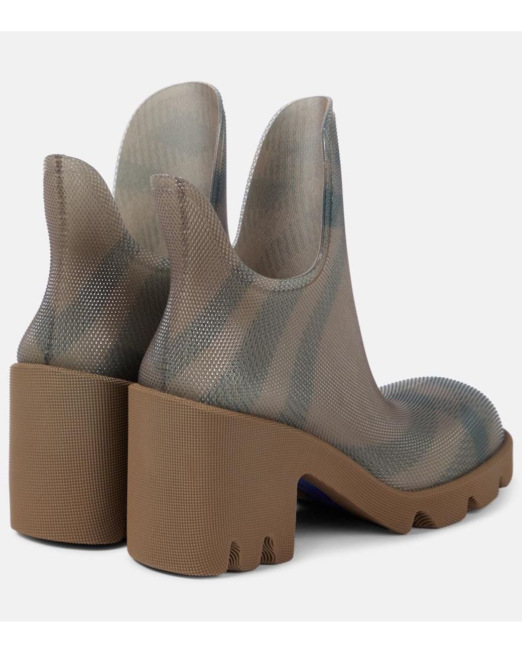 Burberry Brown Rubber Marsh Heel Boots