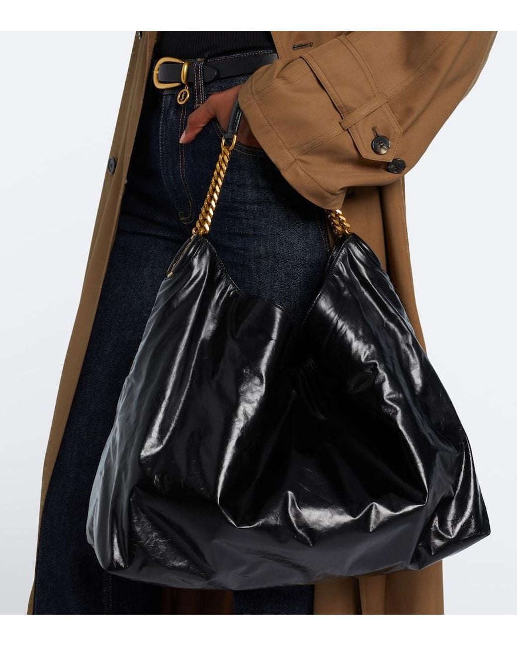 Saint Laurent Black Hortense Leather Shoulder Bag
