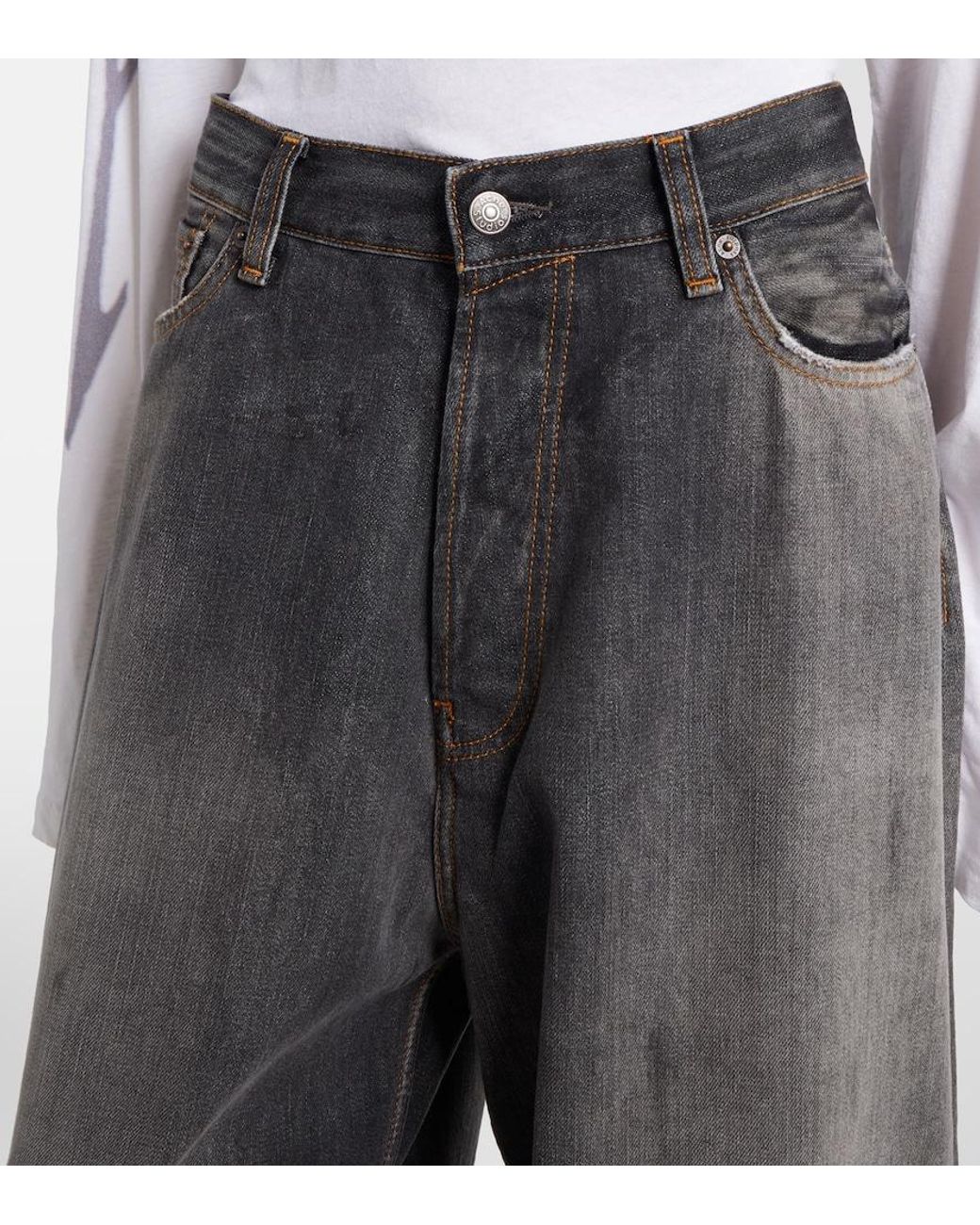 Acne Gray 2023 Distressed Wide-Leg Jeans